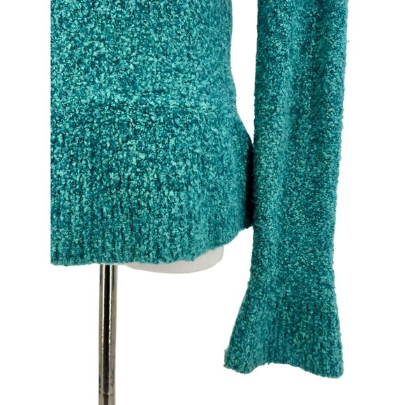 Vtg Y2K Victoria’s Secret Teal V-Neck Ruffled Knit Cardigan | Cottagecore Fairy - Picture 9 of 14